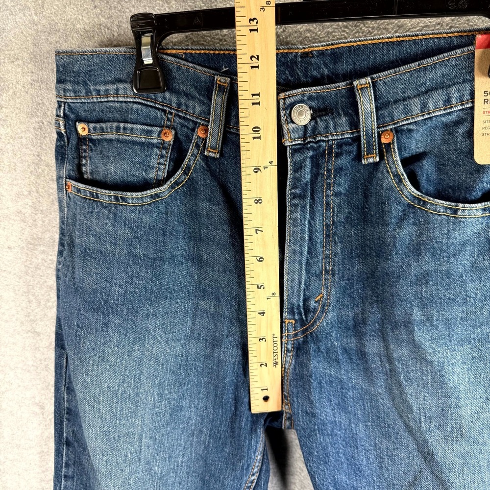 Levi's 505 Regular Fit Stretch Jeans Men 32X30 Blue Denim 5-Pockets Straight Leg - Picture 6 of 11